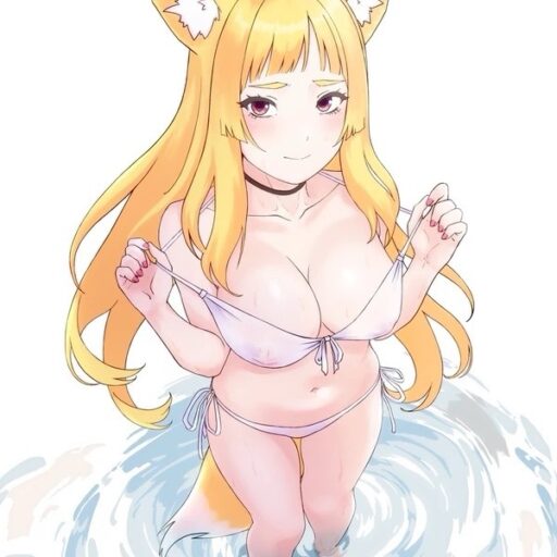 水着の狐娘